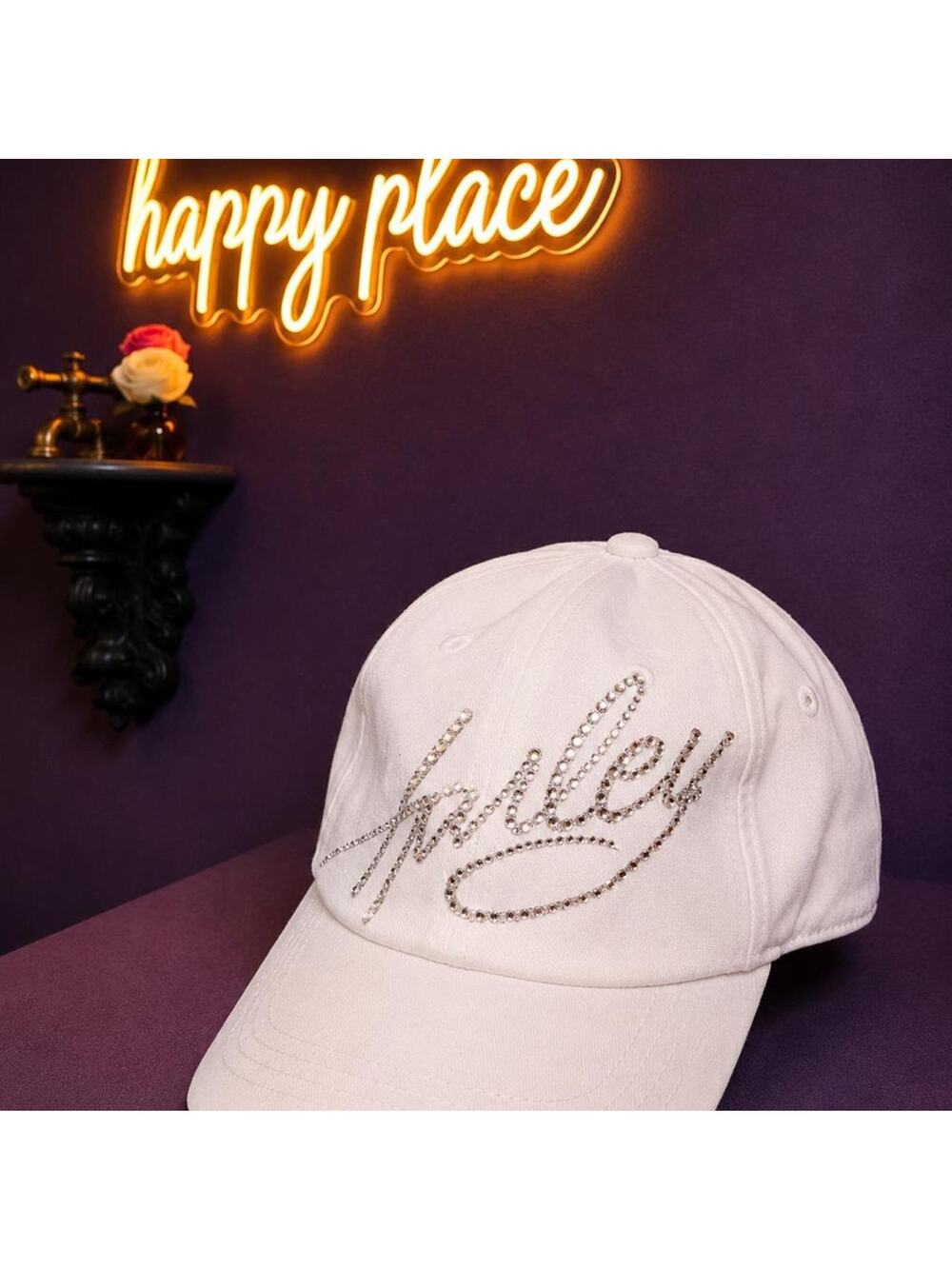 Harley davidson rhinestone script white baseball cap